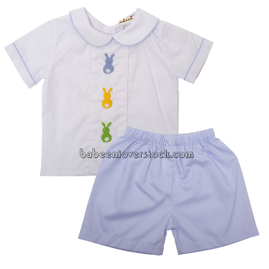 Bunny hand embroidery boy clothing set - BB1370